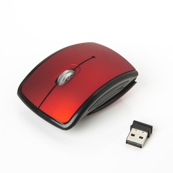 Mouse One Óptico EM-121W, Inalámbrico, USB, 1000DPI, Negro/Rojo 