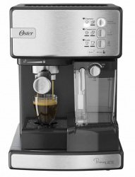 Oster Cafetera Automática PrimaLatte BVSTEM6603SS, 1.5L, Negro/Acero Inoxidable 