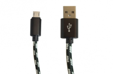 OvalTech Cable de Nylon USB Macho - Micro USB Macho, 1 Metro, Negro 