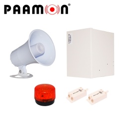 Paamon Sirena para Exterior PAM-SRE15W, Alámbrico, 2 Tonos, 102dB, Blanco, con Gabinete LINCE10, Estrobo y Tampers 