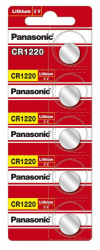 Panasonic Pila de Botón CR1220, 3V, 5 Piezas 