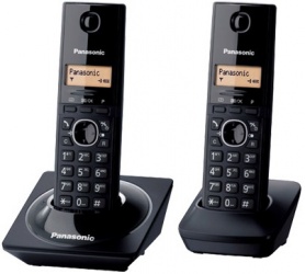 Panasonic Teléfono Inalámbrico DECT con 2 Auriculares, Pantalla LCD, Negro 