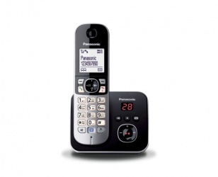 Panasonic Teléfono Inalámbrico DECT KX-TG6821MEB, Altavoz, 1 Auricular, Negro/Plata 