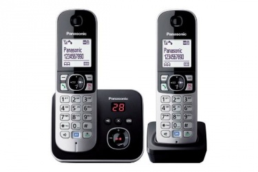 Panasonic Teléfono Inalámbrico KX-TG6822, DECT, Contestadora, Altavoz, Negro/Plata 