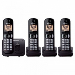 Panasonic Teléfono Inalámbrico DECT KX-TGC214MEB, 4 Auriculares, Negro 
