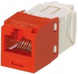 Panduit Jack de Red Mini-Com TP Categoría 6 UTP de 8 Posiciones, RJ-45, Rojo/Blanco 