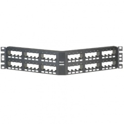 Parcheo Modular Cat6a, 48 Puertos, 2U, Negro - incluye Placa Trasera 