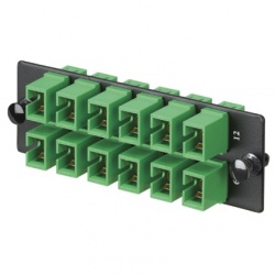 Panduit Panel de 12 Adaptadores de Fibra Óptica SC Simplex, Negro/Verde 