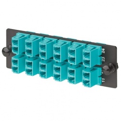 Panduit Panel de 12 Adaptadores de Fibra Óptica LC, Multimode, Negro/Azul 