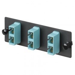 Panduit Panel de 3 Adaptadores de Fibra Óptica SC Multimodo, OM4, Azul 