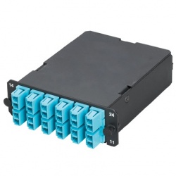 Panduit Módulo de 24 Adaptadores de Fibra Óptica LC, Multimodo, Negro/Azul 