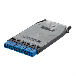 Panduit Panel de 6 Adaptadores de Fibra Óptica LC Duplex, Monomodo, OS2, Negro/Azul 