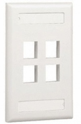 Panduit Placa Vertical NK4FIWY, 4 Ventanas, Blanco 