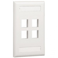 Panduit Placa para Pared, 4 Puertos, Blanco 