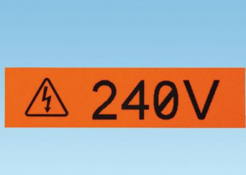 Panduit Cassett de Etiqueta para Marcar Voltaje, 240V, Negro sobre Naranja 