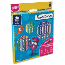 Paper Mate Plumones Doble Punta, Multicolor, 15 Piezas 
