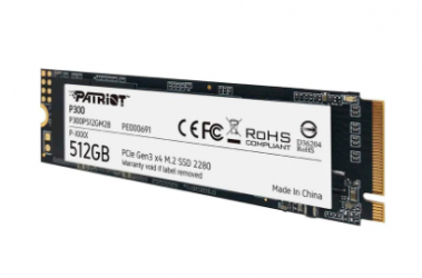 SSD Patriot P300 NVMe, 512GB, M.2, 1100 MB/s Escritura, 1700 MB/s Lectura, PCI Express 3.0 