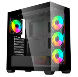 Gabinete PC Gamer YRDEN XZ-140, Midi-Tower, ATX/Micro-ATX/Mini-ITX, USB 2.0/3.0, sin Fuente, 3 Ventiladores Instalados, Negro 