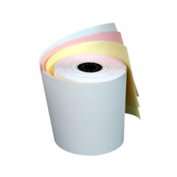 PCM Rollo de Papel Autocopia, 70 x 76mm, Blanco/Rosa/Amarillo, 1 Rollo 