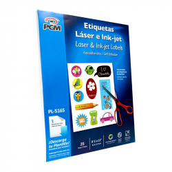 PCM Etiqueta para Láser PL516525, 25 Hojas de 8 1/2'' x 11'', Blanco 
