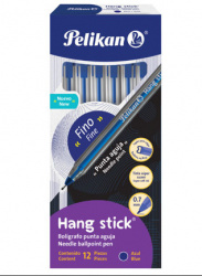 Pelikan Bolígrafo Hang Stick, Punto Fino 0.7mm, Azul, 12 Piezas 