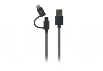 Perfect Choice Cable USB Macho - Lightning Macho/Micro USB Macho, 1.2 Metros, Gris 