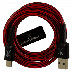 Perfect Choice Cable USB A Macho - USB C Macho, 2 Metros, Negro/Rojo 