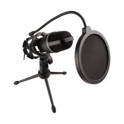 Perfect Choice Micrófono con Filtro Noise Barrier, Alámbrico, 3.5mm, Negro 