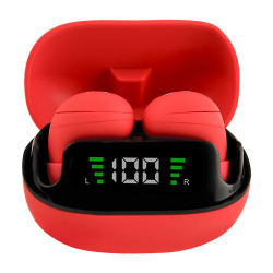 Perfect Choice Audífonos Intrauriculares con Micrófono TWS Mini Tiny Beats, Inalámbrico, Bluetooth, USB-C, Rojo 