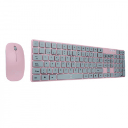 Kit de Teclado y Mouse Perfect Choice PC-201069, Inalámbrico, Rosa (Español) 