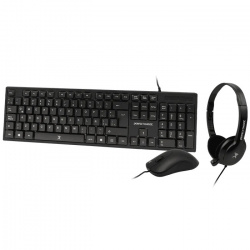 Kit de Teclado, Mouse y Audífonos Perfect Choice PC-201717, Alámbrico, USB, Negro (Español) 