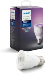 Phillips Foco Regulable LED Inteligente Hue RGB, WiFi, Luz Blanca/RGB, Base E26, 6.5W, Blanco 