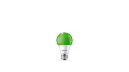 Philips Foco LED A19, Verde, Base E27, 8W, 120 Lúmenes, Blanco 