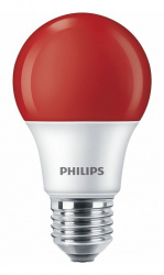 Philips Foco LED A19, Rojo, Base E27, 8W, 120 Lúmenes, Blanco 