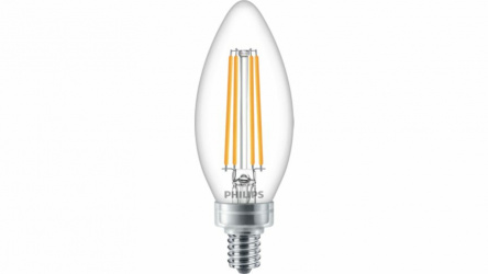 Philips Foco LED Tipo Vela Vintage LED, Luz Cálida, Base E12, 4.5W, 500 Lúmenes, Ahorro de 90% 