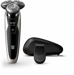 Philips Rasuradora SHAVER Series 9000, 3 Cabezas, Negro/Plata 