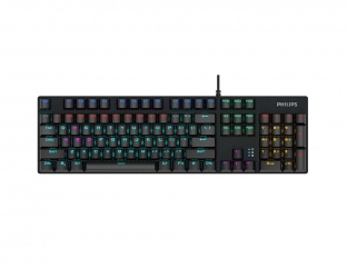 Teclado Gamer Philips MOMENTUM G404 RGB, Teclado Mecánico, Switch Brown, USB 2.0, Alámbrico, Negro (Inglés) 