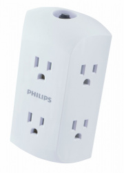 Phillips Multicontacto de Pared SPS1460WH/37, 6 Contactos, 240V, Blanco 