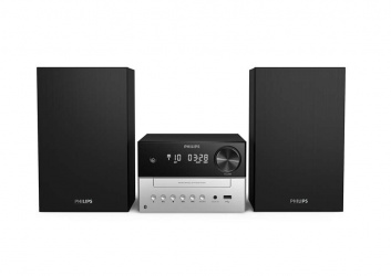 Philips TAM3205/37 Micro Componente, Bluetooth, 18W RMS, USB, Negro/Plata 