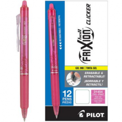Pilot Bolígrafo Frixion Clicker, Punto Fino de 0.7mm, Paquete de 12 Piezas, Rosa 