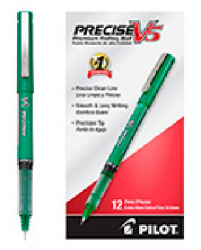 Pilot Bolígrafo Precise V5, Punto Extra Fino 0.3mm, Verde, 12 Piezas 