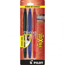 ﻿Pilot Bolígrafo Frixion Ball, Punto Fino de 0.7mm, Paquete de 3 Piezas, Negro/Azul/Rojo 