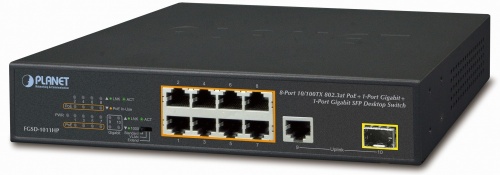 Switch Planet Gigabit Ethernet FGSD-1011HP, 8 Puertos PoE 10/100/1000Mbps + 1 Puerto SFP, 5.6 Gbit/s, 8000 Entradas - No Administrable 