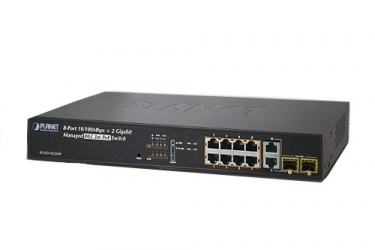 Switch Planet Fast Ethernet FGSD-1022HP HPoE, 8 Puertos 10/100 + 2 Puertos SFP, 5.6 Gbit/s, 8000 Entradas - Gestionado 