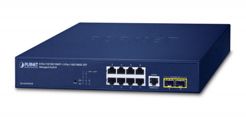 Switch Planet Gigabit Ethernet GS-4210-8T2S, 8 Puertos 10/100/1000 + 2 Puertos SFP, 20 Gbit/s, 8000 Entradas - Administrable 