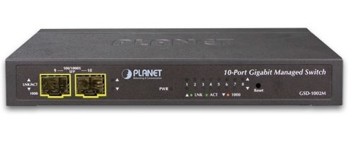 Switch Planet Gigabit Ethernet GSD-1002M, 8 Puertos 10/100/1000Mbps + 2 Puertos SFP, 20 Gbit/s, 8000 Entradas - Administrable 