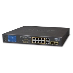 Switch Planet Gigabit Ethernet GSD-1222VHP, 8 Puertos PoE+ 10/100/1000Mbps + 2 Puertos SFP + 2 Puertos TP, 24 Gbit/s, 8000 Entradas - No Administrable 