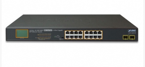 Switch Planet Gigabit Ethernet GSW-1820VHP, 16 Puertos PoE+ 10/100/1000Mbps + 2 Puertos SFP, 36 Gbit/s, 8000 Entradas - no Administrable 