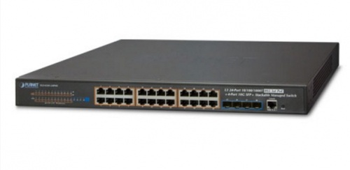 Switch Planet Gigabit Ethernet SGS-6341-24P4X, 24 Puertos PoE 10/100/1000Mbps + 4 Puertos SFP+, 128 Gbit/s, 16.000 Entradas - Administrable 
