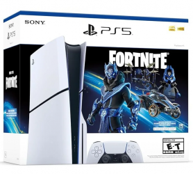Sony PlayStation 5 Slim Standard Edición Fortnite Cobalt Star 1TB, Wi-Fi, Lector de Discos, Negro/Blanco 